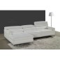 Canapé d'angle en cuir italien 4/5 places YVANA, blanc, angle gauche