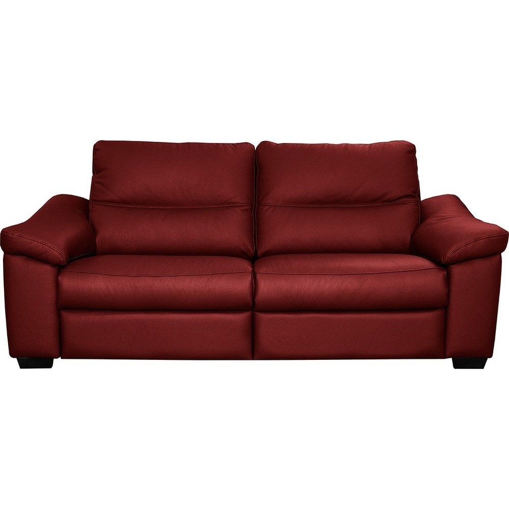 Canapé 3 places en 100% tout cuir épais italien vachette HAMBOURG, couleur rouge foncé