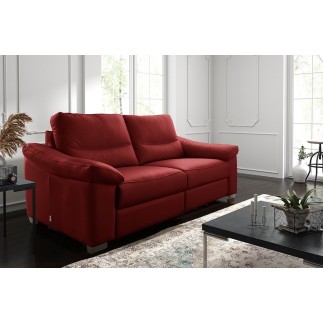 Canapé 3 places en 100% tout cuir épais italien vachette HAMBOURG, couleur rouge foncé