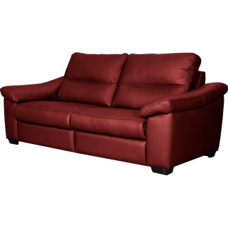 Canapé 3 places en 100% tout cuir épais italien vachette HAMBOURG, couleur rouge foncé