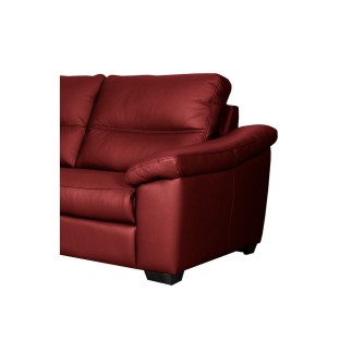 Canapé 3 places en 100% tout cuir épais italien vachette HAMBOURG, couleur rouge foncé
