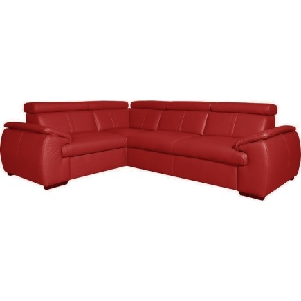 2eme paiement de la commande: canapé d'angle en 100% cuir de luxe italien , 5 places cintia, couleur rouge foncé, angle gauche,