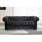 Canapé CHESTERFIELD SELECT 3 places cuir supérieur luxe. Noir - Vénésetti