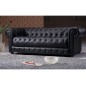 Canapé CHESTERFIELD SELECT 3 places cuir supérieur luxe. Noir - Vénésetti