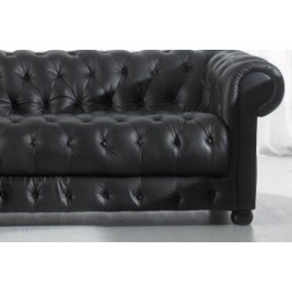 Canapé CHESTERFIELD SELECT 3 places cuir supérieur luxe. Noir - Vénésetti