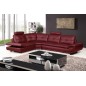 Canapé d'angle en cuir buffle italien de luxe 6/7 places BELLALIGNA, couleur bordeaux, angle gauche