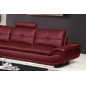 Canapé d'angle en cuir buffle italien de luxe 6/7 places BELLALIGNA, couleur bordeaux, angle gauche