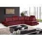 Canapé d'angle en cuir buffle italien de luxe 6/7 places BELLALIGNA, couleur bordeaux, angle droit, angle gauche