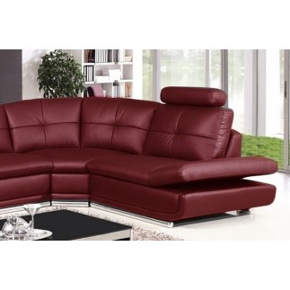 Canapé d'angle en cuir buffle italien de luxe 6/7 places BELLALIGNA, couleur bordeaux, angle droit, angle gauche