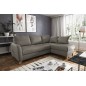 Solde de paiement: Canapé d'angle convertible en cuir de luxe italien , 5 places CONFORIA, taupe, angle droit