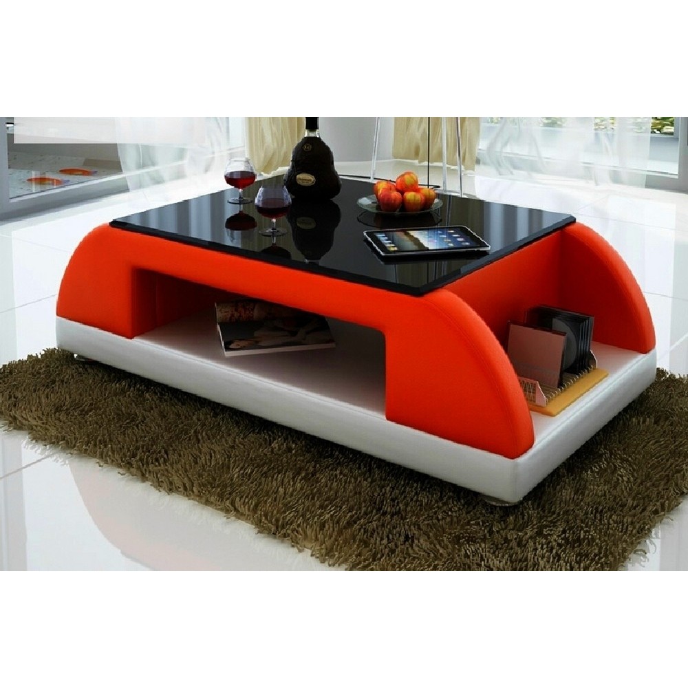 Table basse design VALINA, rouge et blanc