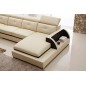 Canapé d'angle cuir buffle italien 7/8 places, BELLISSIMO, beige et chocolat, angle gauche