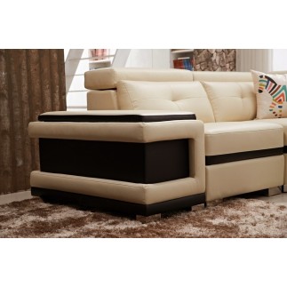 Canapé d'angle cuir buffle italien 7/8 places, BELLISSIMO, beige et chocolat, angle gauche
