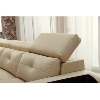 Canapé d'angle cuir buffle italien 7/8 places, BELLISSIMO, beige et chocolat, angle gauche