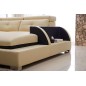 Canapé d'angle cuir buffle italien 7/8 places, BELLISSIMO, beige et chocolat, angle gauche