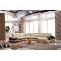 Canapé d'angle cuir buffle italien 7/8 places, BELLISSIMO, beige et chocolat, angle gauche
