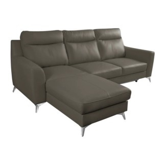 - Canapé d'angle convertible en cuir italien de luxe 5/6 places GIANNI avec coffre, taupe, angle gauche
