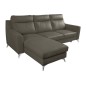 - Canapé d'angle convertible en cuir italien de luxe 5/6 places GIANNI avec coffre, taupe, angle gauche