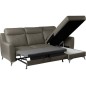 Canapé d'angle convertible en cuir italien de luxe 5/6 places GIANNI avec coffre, taupe, angle droit
