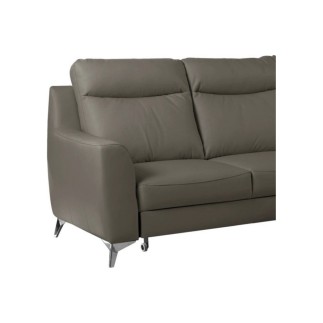 Canapé d'angle convertible en cuir italien de luxe 5/6 places GIANNI avec coffre, taupe, angle droit