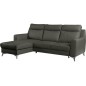 - Canapé d'angle convertible en cuir italien de luxe 5/6 places GIANNI avec coffre, gris foncé, angle gauche
