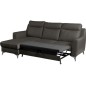 - Canapé d'angle convertible en cuir italien de luxe 5/6 places GIANNI avec coffre, gris foncé, angle gauche