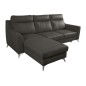 - Canapé d'angle convertible en cuir italien de luxe 5/6 places GIANNI avec coffre, gris foncé, angle gauche