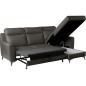 Canapé d'angle convertible en cuir italien de luxe 5/6 places GIANNI avec coffre, gris foncé, angle droit