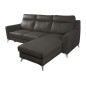 Canapé d'angle convertible en cuir italien de luxe 5/6 places GIANNI avec coffre, gris foncé, angle droit
