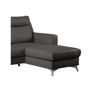 Canapé d'angle convertible en cuir italien de luxe 5/6 places GIANNI avec coffre, gris foncé, angle droit
