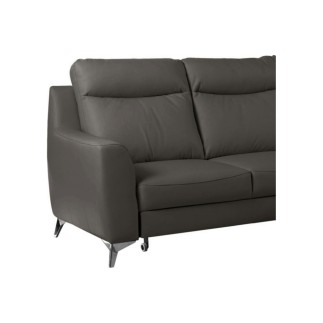 Canapé d'angle convertible en cuir italien de luxe 5/6 places GIANNI avec coffre, gris foncé, angle droit