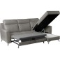 Canapé d'angle convertible en cuir italien de luxe 5/6 places GIANNI avec coffre, gris clair, angle droit