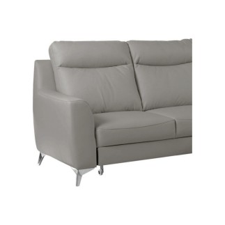 Canapé d'angle convertible en cuir italien de luxe 5/6 places GIANNI avec coffre, gris clair, angle droit