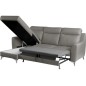 Canapé d'angle convertible en cuir italien de luxe 5/6 places GIANNI avec coffre, gris clair, angle gauche