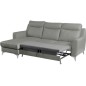 Canapé d'angle convertible en cuir italien de luxe 5/6 places GIANNI avec coffre, gris clair, angle gauche