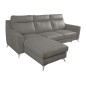 Canapé d'angle convertible en cuir italien de luxe 5/6 places GIANNI avec coffre, gris clair, angle gauche