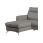 Canapé d'angle convertible en cuir italien de luxe 5/6 places GIANNI avec coffre, gris clair, angle gauche