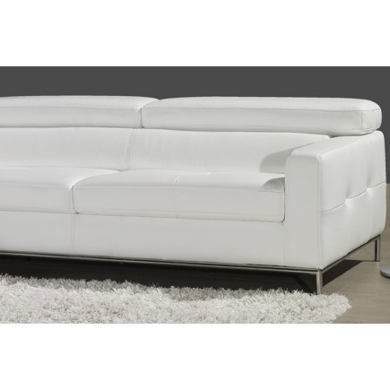 Canapé d'angle en cuir italien 4/5 places YVANA, blanc, angle gauche