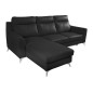 Canapé d'angle convertible en cuir italien de luxe 5/6 places GIANNI avec coffre, noir, angle gauche