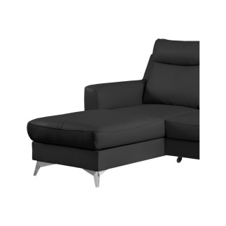 Canapé d'angle convertible en cuir italien de luxe 5/6 places GIANNI avec coffre, noir, angle gauche