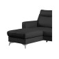 Canapé d'angle convertible en cuir italien de luxe 5/6 places GIANNI avec coffre, noir, angle gauche