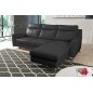 Canapé d'angle convertible en cuir italien de luxe 5/6 places GIANNI avec coffre, noir, angle droit