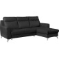 Canapé d'angle convertible en cuir italien de luxe 5/6 places GIANNI avec coffre, noir, angle droit