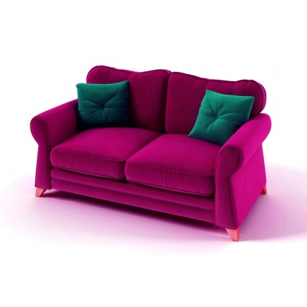 Canapé 2 places convertible en tissu de qualité TOMY, fuschia