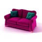 Canapé 2 places convertible en tissu de qualité TOMY, fuschia