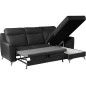 Canapé d'angle convertible en cuir italien de luxe 5/6 places GIANNI avec coffre, noir, angle droit