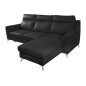 Canapé d'angle convertible en cuir italien de luxe 5/6 places GIANNI avec coffre, noir, angle droit