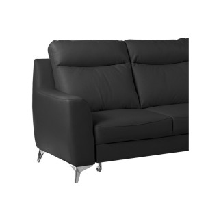 Canapé d'angle convertible en cuir italien de luxe 5/6 places GIANNI avec coffre, noir, angle droit