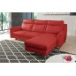 Canapé d'angle convertible en cuir italien de luxe 5/6 places GIANNI avec coffre, rouge foncé, angle droit