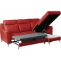 Canapé d'angle convertible en cuir italien de luxe 5/6 places GIANNI avec coffre, rouge foncé, angle droit